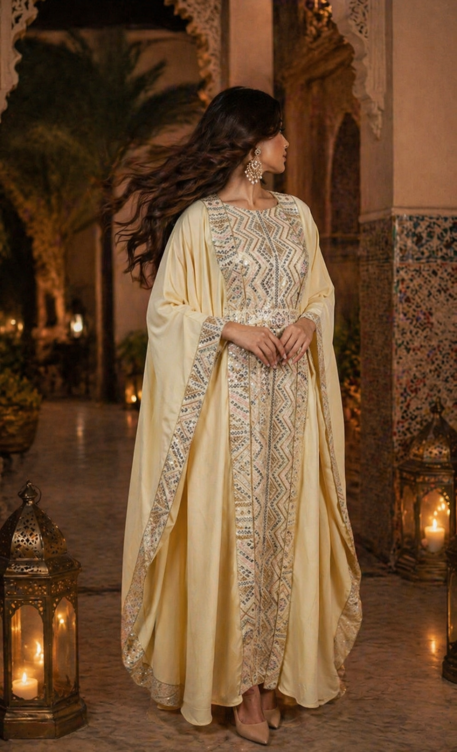 Sherazade – Abaya papillon satinée