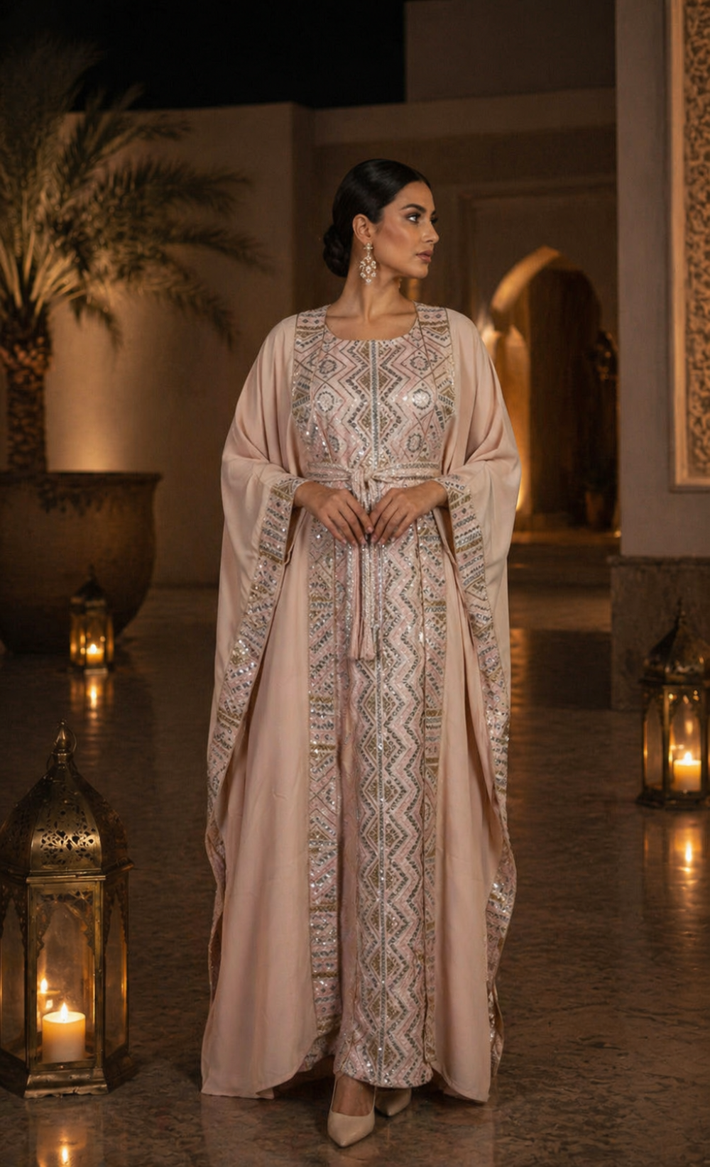 Sherazade – Abaya papillon satinée