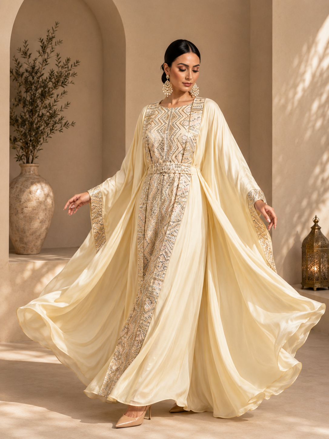 Sherazade – Abaya papillon satinée