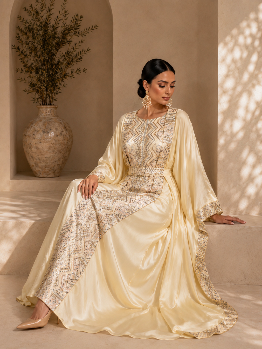 Sherazade – Abaya papillon satinée