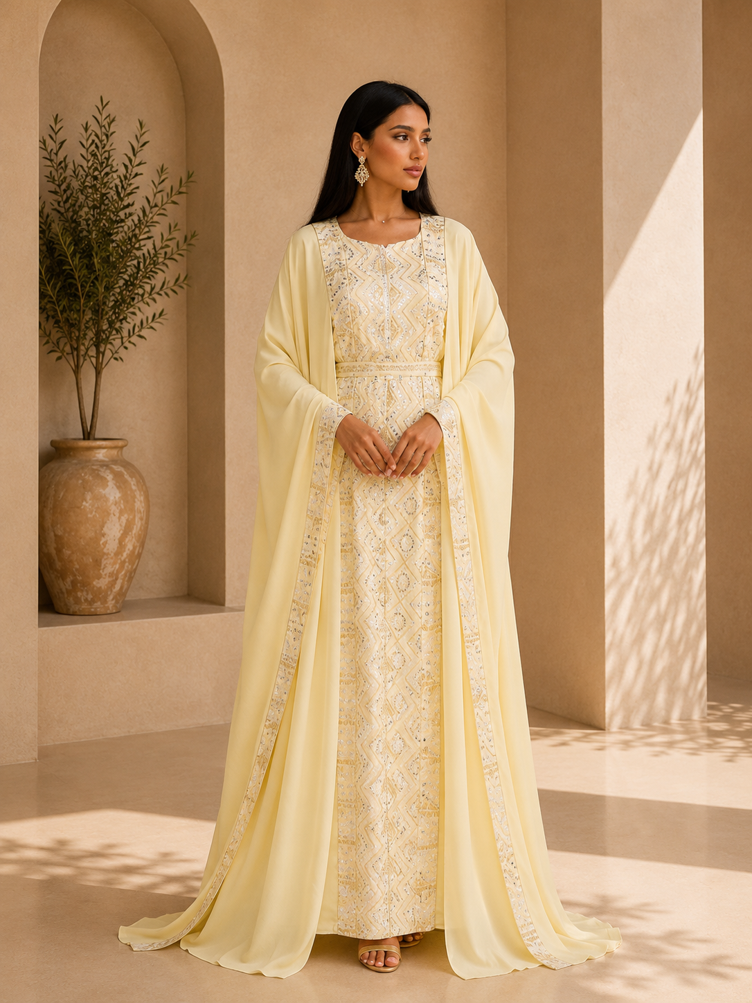 Sherazade – Abaya papillon satinée