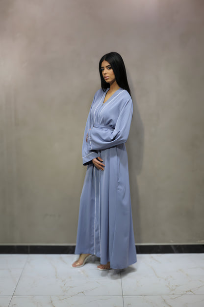 J6005 Robe Abaya Bleu avec Zip - Idéale pour Ramadan et Aïd