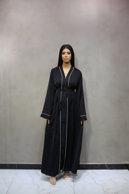 J6005 Robe Abaya Noir avec Zip - Idéale pour Ramadan et Aïd