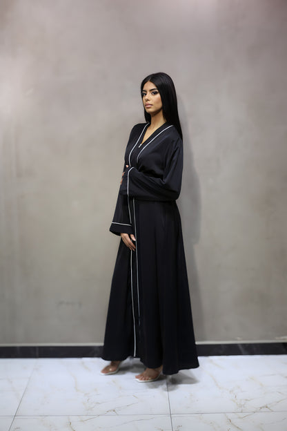 J6005 Robe Abaya Noir avec Zip - Idéale pour Ramadan et Aïd